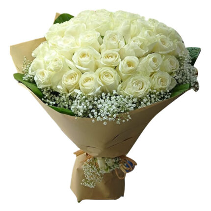 A heartfelt bouquet of 100 pure white roses.