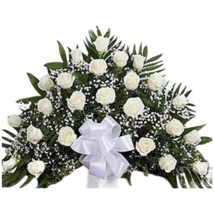 Flower Basket of White Roses