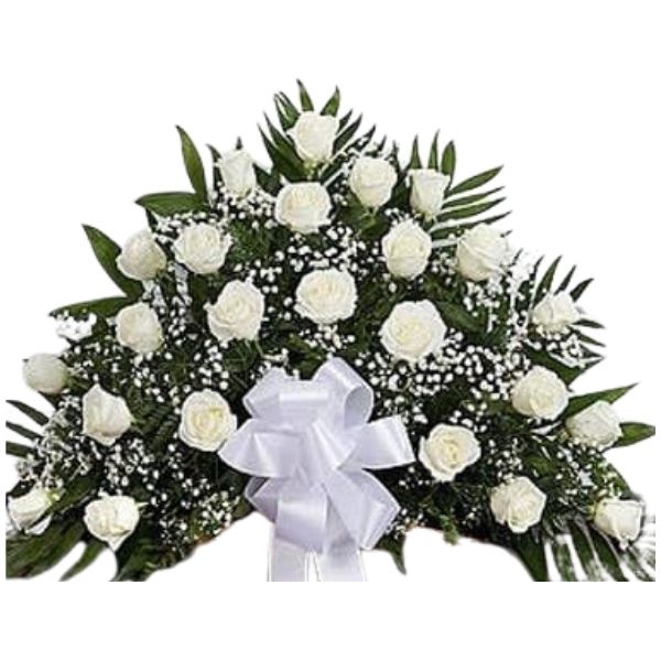 Flower Basket of White Roses